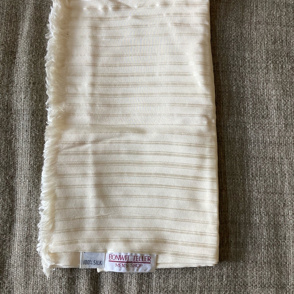 Bonwit Teller Silk Scarf in Cream